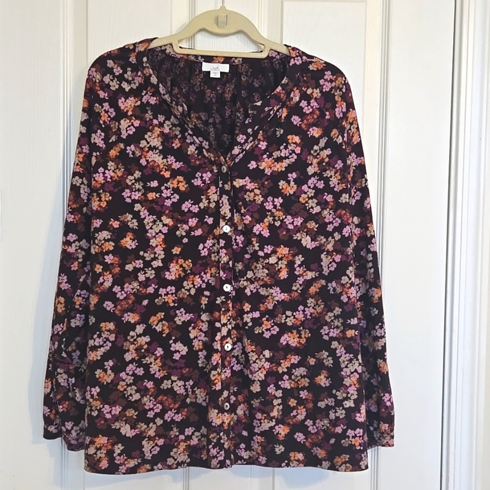 JJill Purple Floral Knit Top